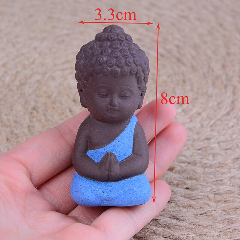 1Pcs Boeddhisme Kleine Standbeelden Little Meditatie Monnik Miniatuur Craft Boeddhabeelden Klei Mini Chinese Boeddhisme Zen Monniken