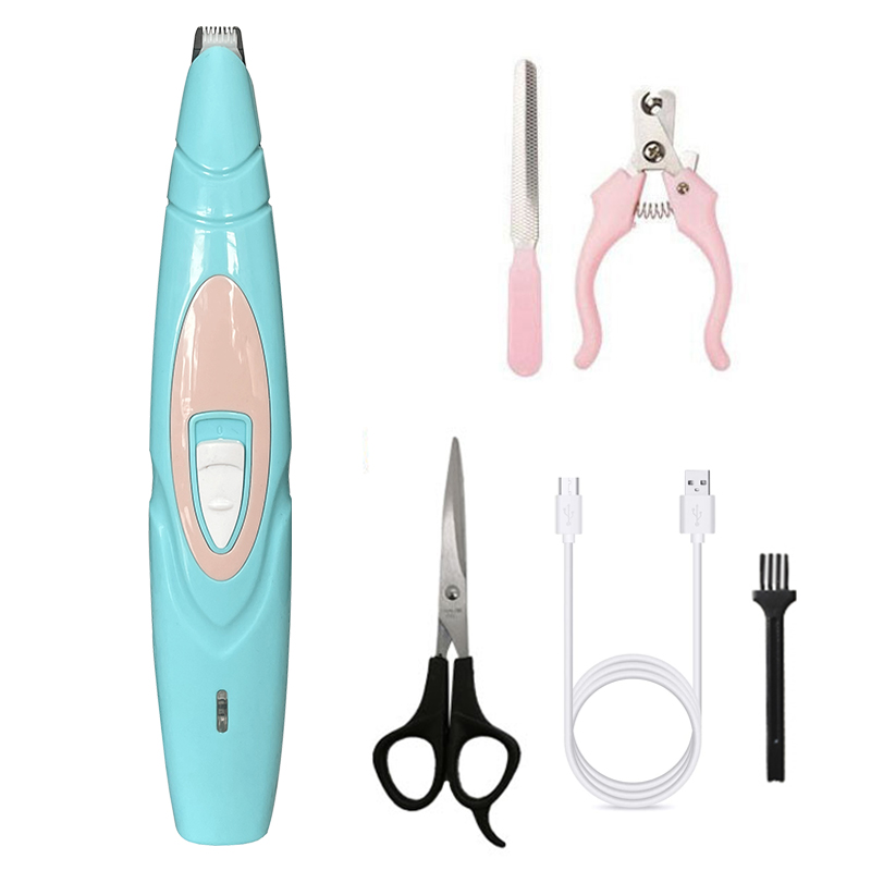 Elektrische Hond Clippers Professionele Huisdier Voet Tondeuse Hond Grooming Kapper Hond Shear Butt Oor Ogen Haar Cutter Pedicure: green set 2