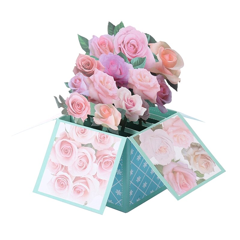 3D Mother's Day Card Pop Up Flower Greeting Card Blessing Message Cards for Mother Wife Daughter Festival Gifting Supply M17E