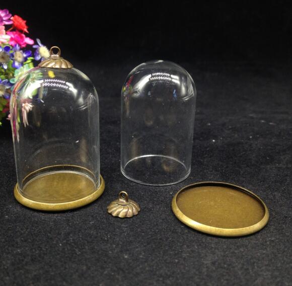 20 stk 38*25mm klokkeglas form bronze forgyldt glas globus klassisk bundhætte sæt glas hætteglas vedhæng håndlavet tom krystal fund
