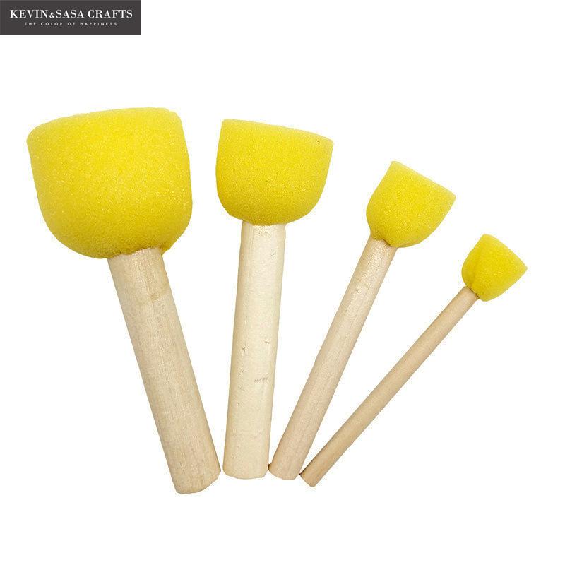 Pincel de esponja para pintar con acuarela para niños, suministros de arte, conjunto de pinceles, esponja corporal de madera para pelo, pintura al óleo de 4 tamaños, 4 Uds./venta