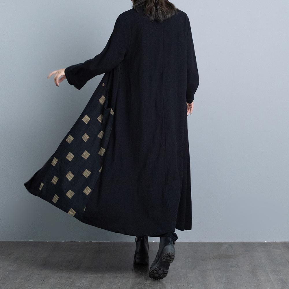 Vintage forår efterår kvinder bomuld hør trenchcoats efterår afslappet dametøj sort knap trenchcoats  g63