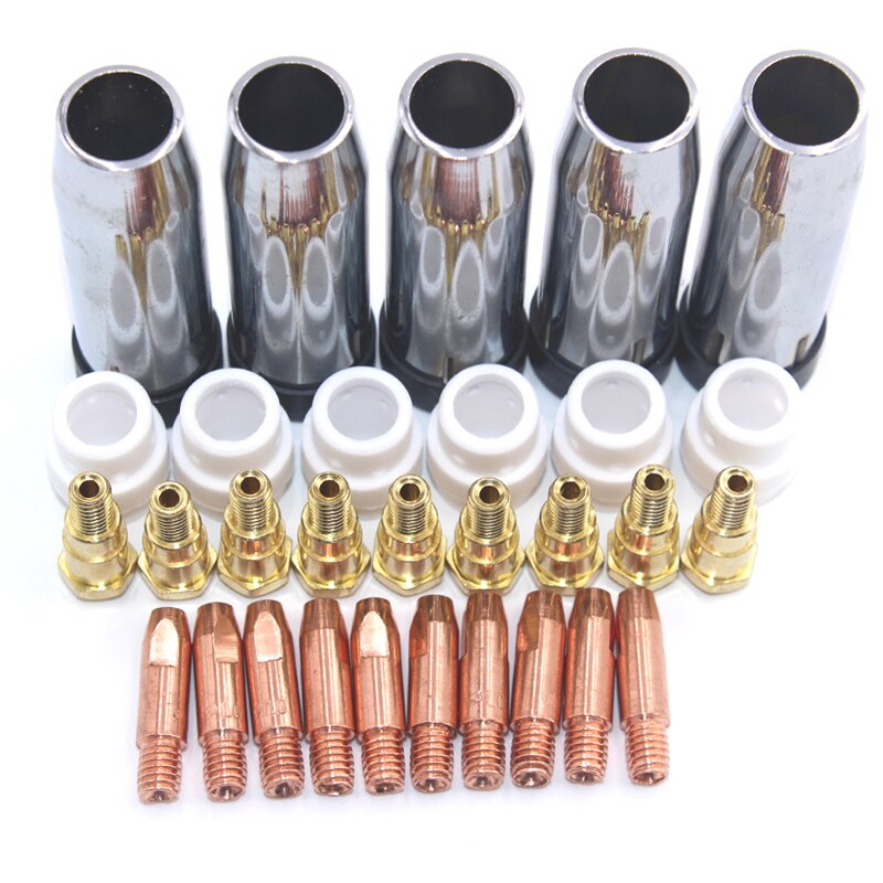 24Pcs 24KD Binzel Torch/Gun Verbruiksartikelen Elektrode En Shield Cups En Link Staaf Tips Draad Feeder Wiel Draad feed Tube Naalden
