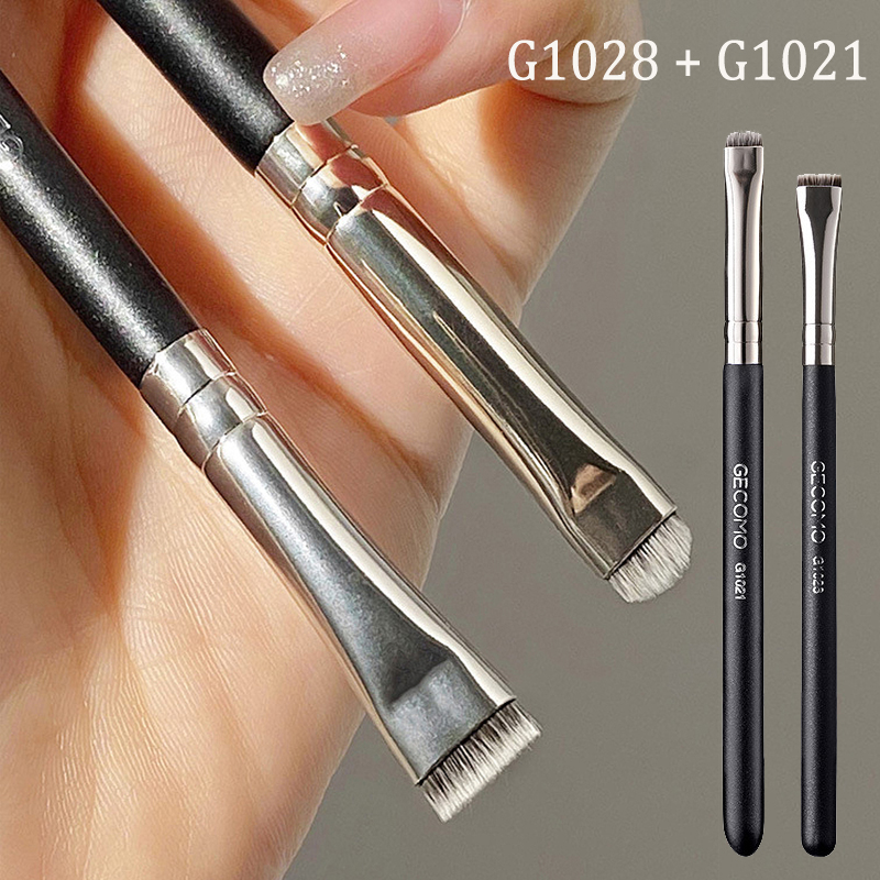 Brocha plana de nailon para delineador de ojos, delineador fino de línea de cejas, delineador de ojos negro, contorno de cejas, herramientas de maquillaje cosmético: Gris