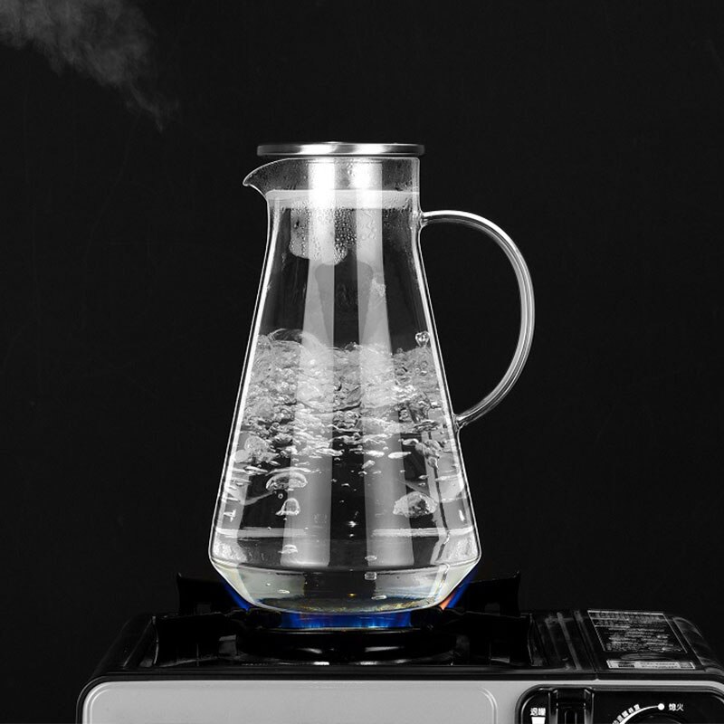 1500ML Large Capacity Glass bottle botella Transparent teapot Stainless Steel Filter kettle boiling water bottles Jug Juice Pot