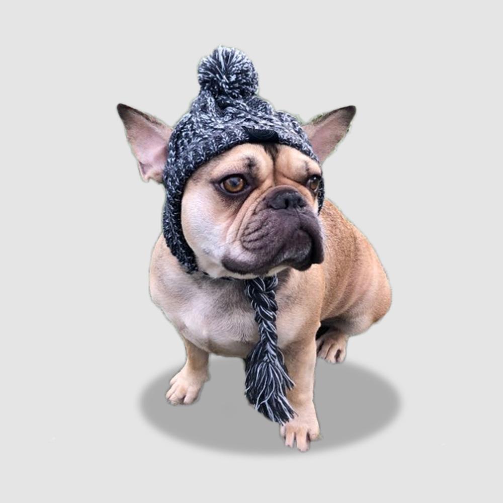 Superpet vinter varm hund hatte vindtæt strikning fransk bulldog hat til hunde chihuahua hat fluffy bold hvalp tilbehør kæledyr hat