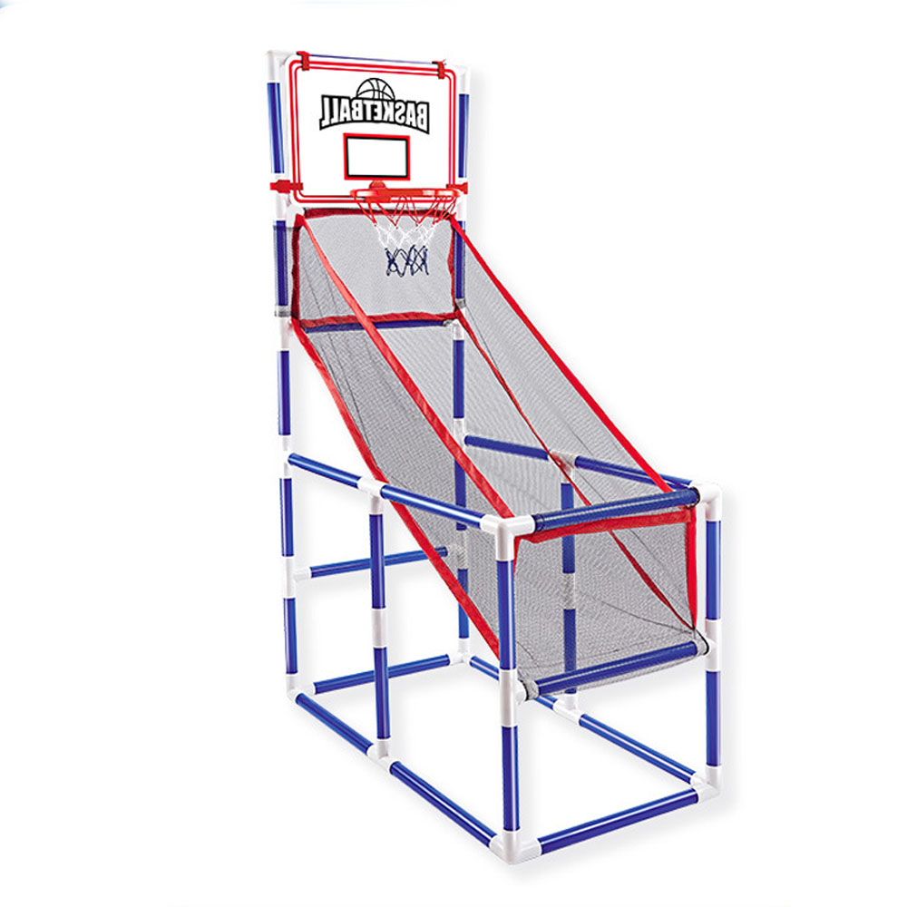 Juego de Arcade de baloncesto para niños, juego de deporte para interior/exterior, aro de baloncesto de un solo disparo con 2 pelotas de baloncesto inflador