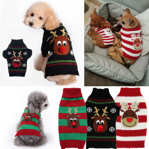 Jultröjor hund husdjur katt jul varm tröja tröja kläder vinter valp stickat kostym kappa kläder