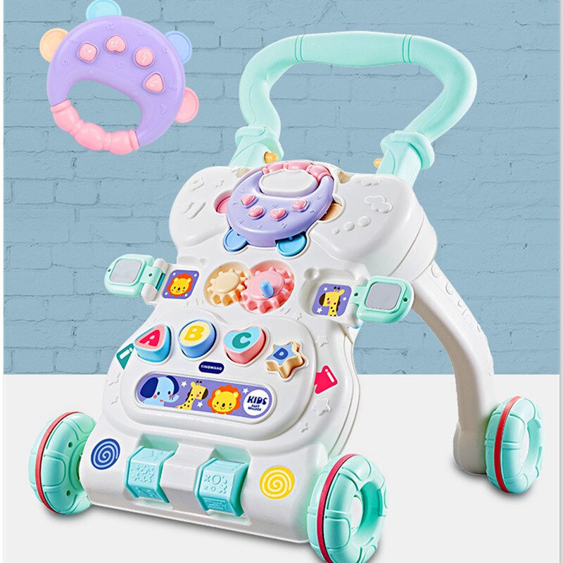 Baby rollator vogn anti-rollover walk walking rollator baby legetøj 6-7-18 måneder: Himmelblå