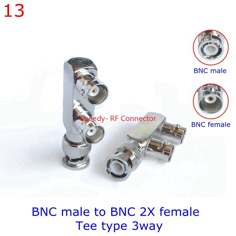 Conector divisor Q9 tipo T de 3 vías y 4 vías, conector BNC a BNC macho hembra, adaptador Coaxial RF, cobre y latón, rápida, 1 piezas: Verde