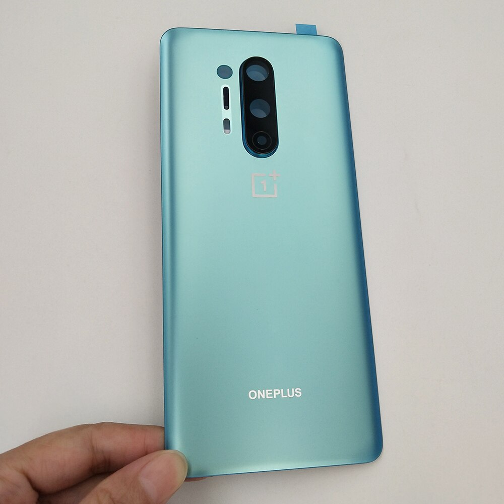 Carcasa trasera Original para Oneplus 8 Pro One Plus, cubierta trasera de cristal, reparación, reemplazo de batería, funda para puerta con lente de cristal de cámara + logotipo