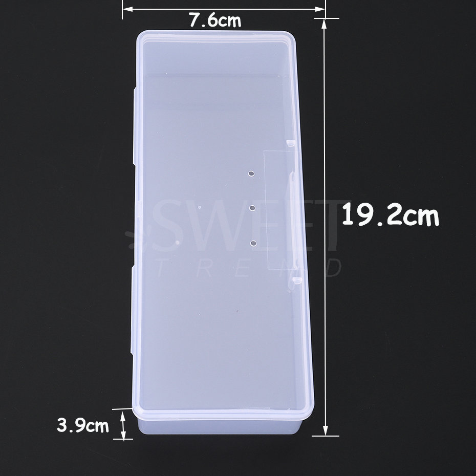 Caja de almacenamiento para decoración de uñas, organizador de piezas de uñas, contenedor de plástico cuboide rosa transparente, estuche de embalaje para lima de cepillos de uñas, herramientas de manicura