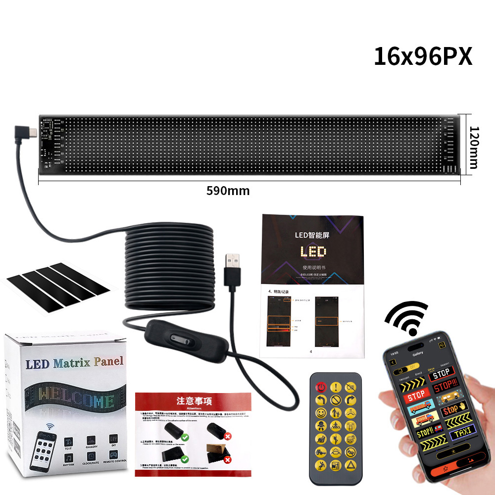 Led Matrix Pixel Panel Bluetooth App Usb Flexibele Adresseerbare Rgb Patroon Graffiti Scrolling Auto Raam Tekst Animatie Display