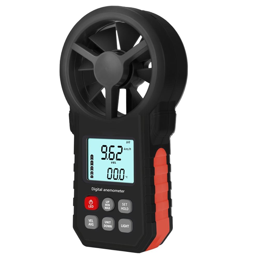 Handheld Digit Alanemometer Achtergrondverlichting Thermometer Wind Gauge Meter Speed Meetinstrumenten: Oranje