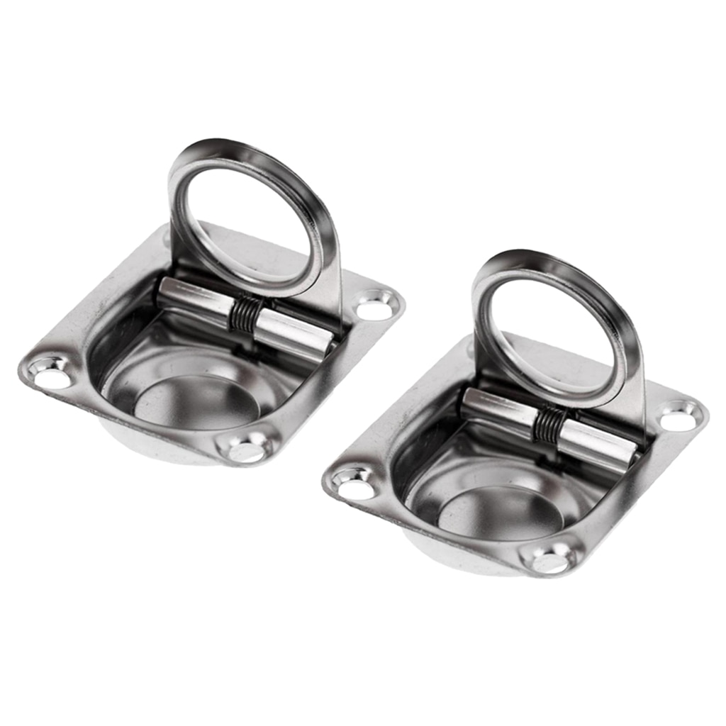 2x Rvs Flush Hatch Locker Klink Pull Lift Handvat Boot Dek Scharnier