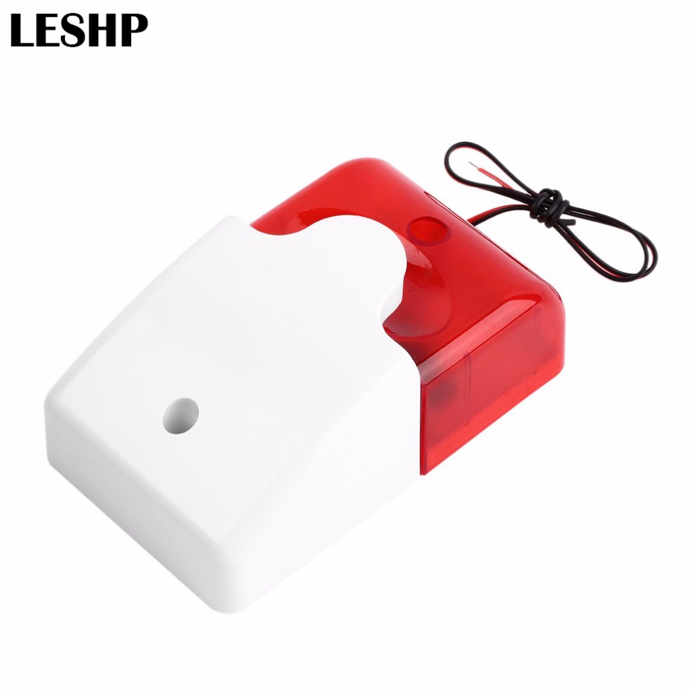9-12V Mini Indoor Bedrade Sirene met Rood licht Sirene Flash Sound Home Security Alarm Strobe Systeem 110dB