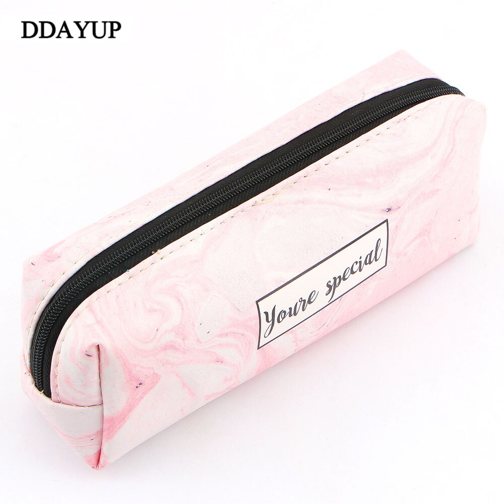 Marmurowy piórnik wzór skórzany pokrowiec na długopis piórnik piórnik robić artykułów piśmienniczych etui biurowe zaopatrzenie szkolne: Różowy