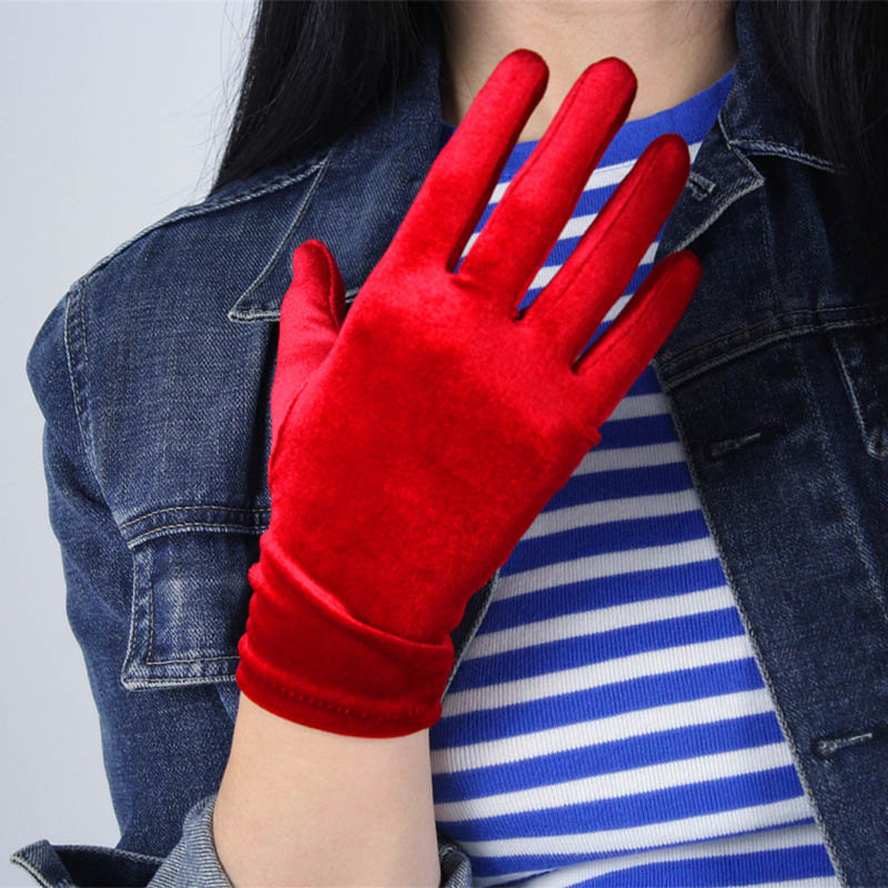 Grün Blau Damen Elegante Samt Handschuhe Abendkleid Party Elastische dehnbar Frauen Spectial Occastion Finger Handschuhe eins Größe