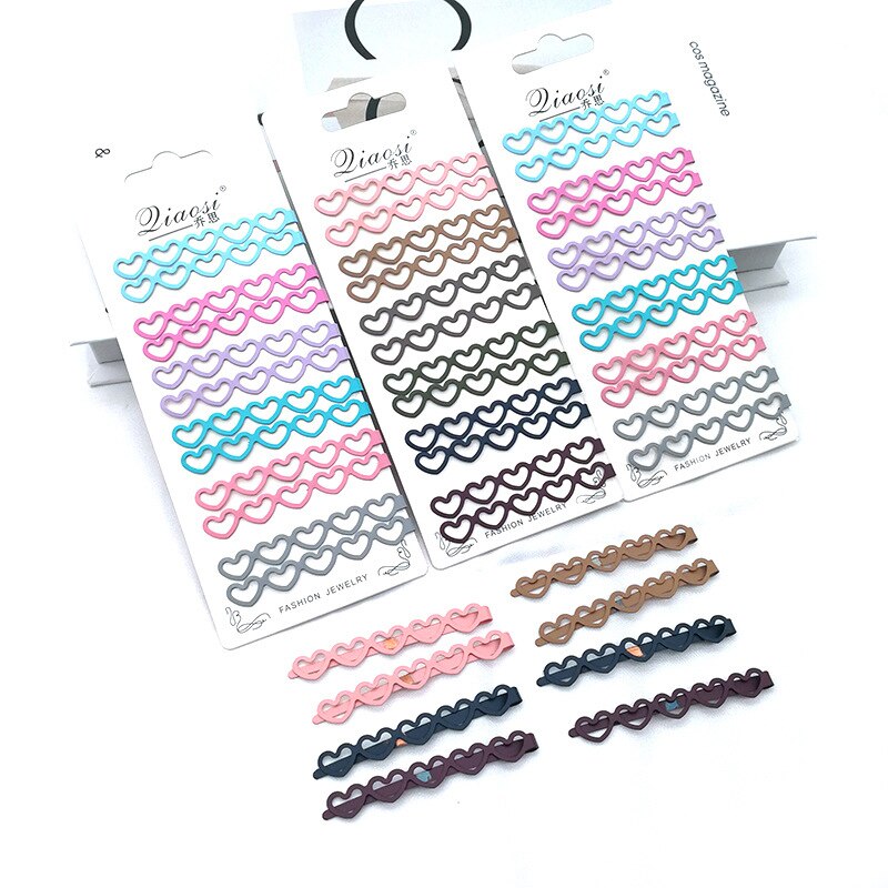 Femmes fille couleur bonbon pinces à cheveux rétro Net rouge amour creux géométrique alliage peinture pince latérale Barrette coiffure outil de coiffure