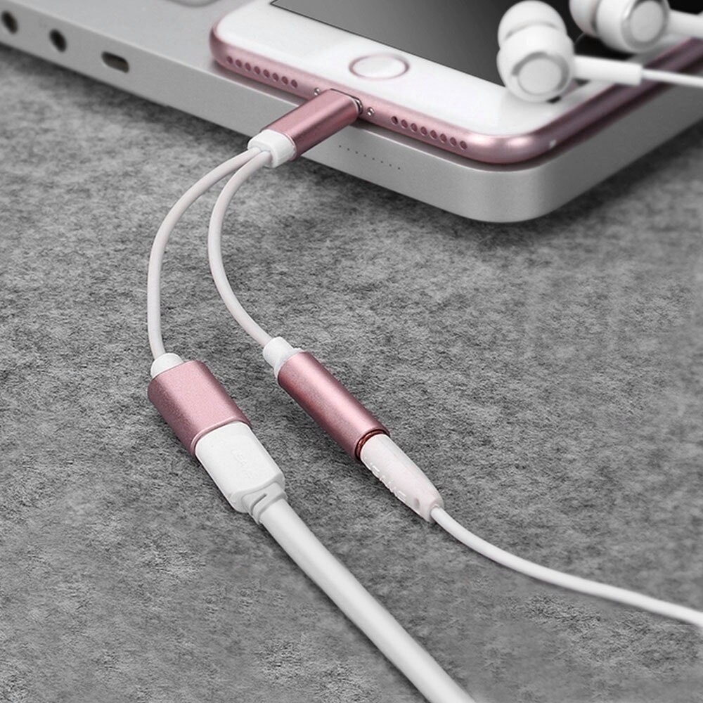 Lightning to 3.5mm Headphones Jack Adapter, 2 in 1 Charger and Aux Audio Splitter for iPhone 7 8 12 11 XR Support iOS 10.2 Syste