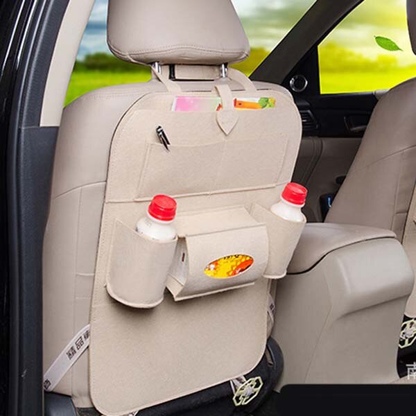 Car Rear Seat Storage Box Multi-pocket Storage Bag for Porsche 911 918/Cayenne/Macan/Macan S/Panamera/Cayman/Carrera/Boxster: Beige