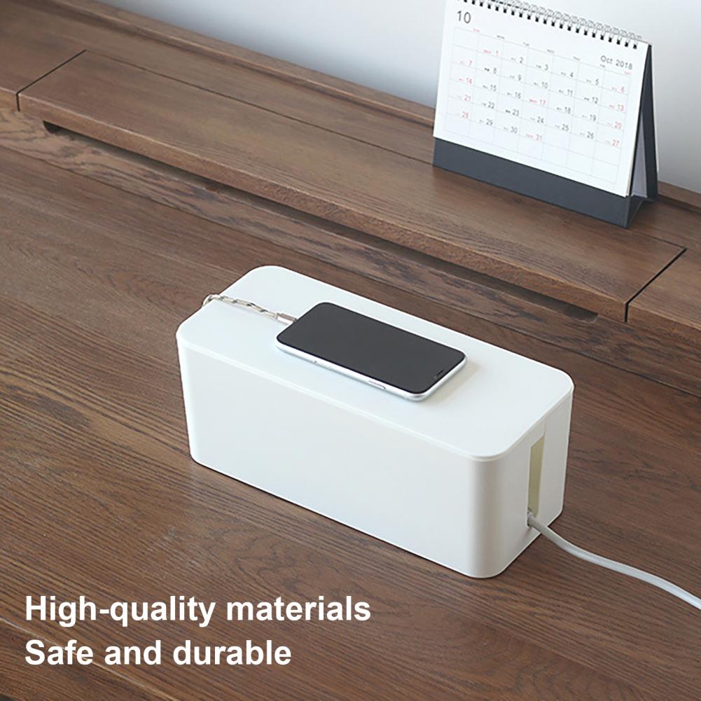 Power Strip Storage Box Multi-purpose Strong Bearing Capacity Good Hardness Desk Anti-skid Cable Management Box for Office