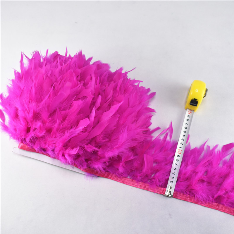 10Meter Mintgroen Mooie Turkije Veren Lint Fringe 4-6Inch Marabou Veren Trimmen Rok Jurk Versieringen party: Rose Red