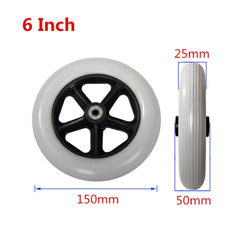 JayCreer 6 pulgadas, 7 pulgadas, Agujero interior de 8 pulgadas, reemplazo de rueda de 8mm de diámetro para sillas de ruedas, rolladores, caminantes y más: 6 Inch-One PCS