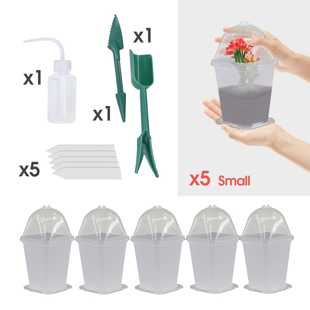 4-maten tuinkwekerij zaailingbeker met warmer deksel vochtigheidskoepel voor binnenkas bloempotten container kweekpotten: WHITE