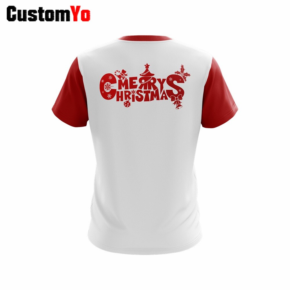 Custom Your Own Christmas T-shirt Red And White Short Sleeve Uniforms