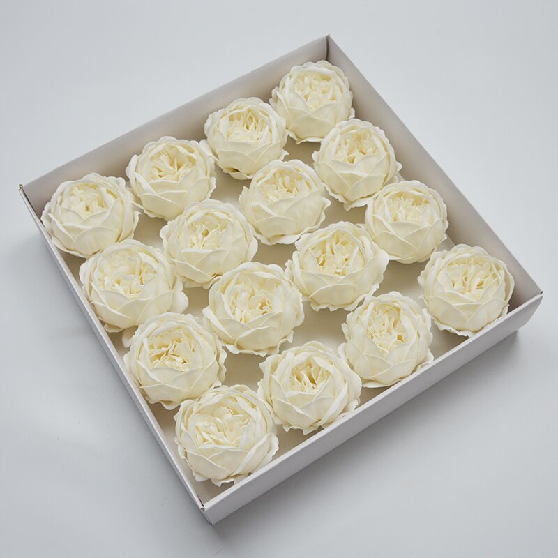 Kunstige sæbe blomster stort pæonhoved valentinsdag diy bryllup hjem dekoration hånd fower kunst: Hvid
