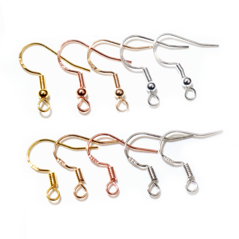50 Uds. De 2 estilos, 925 de plata esterlina, pendientes de oro de rodio, ganchos, accesorios para hacer joyas