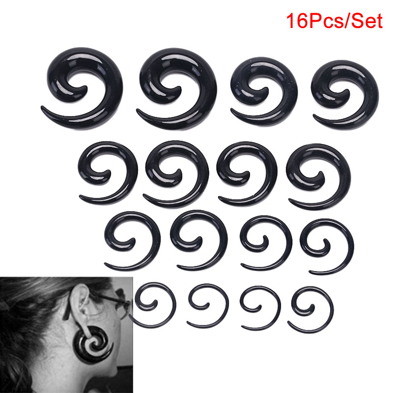 16 Stks/set Spiral Taper Flesh Tunnel Ear Brancard Expander Stretching Plug Slak