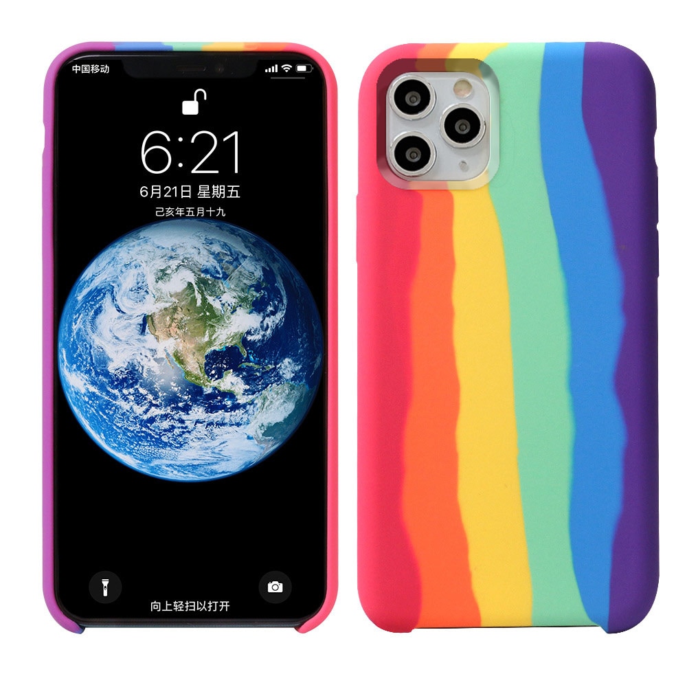 Kunst Regenbogen Flüssigkeit Silikon Telefon Fall für iPhone 11 Pro MAX X XS MAX XR Gel Gummi Schutz Abdeckung für iPhone 7 8 Plus SE