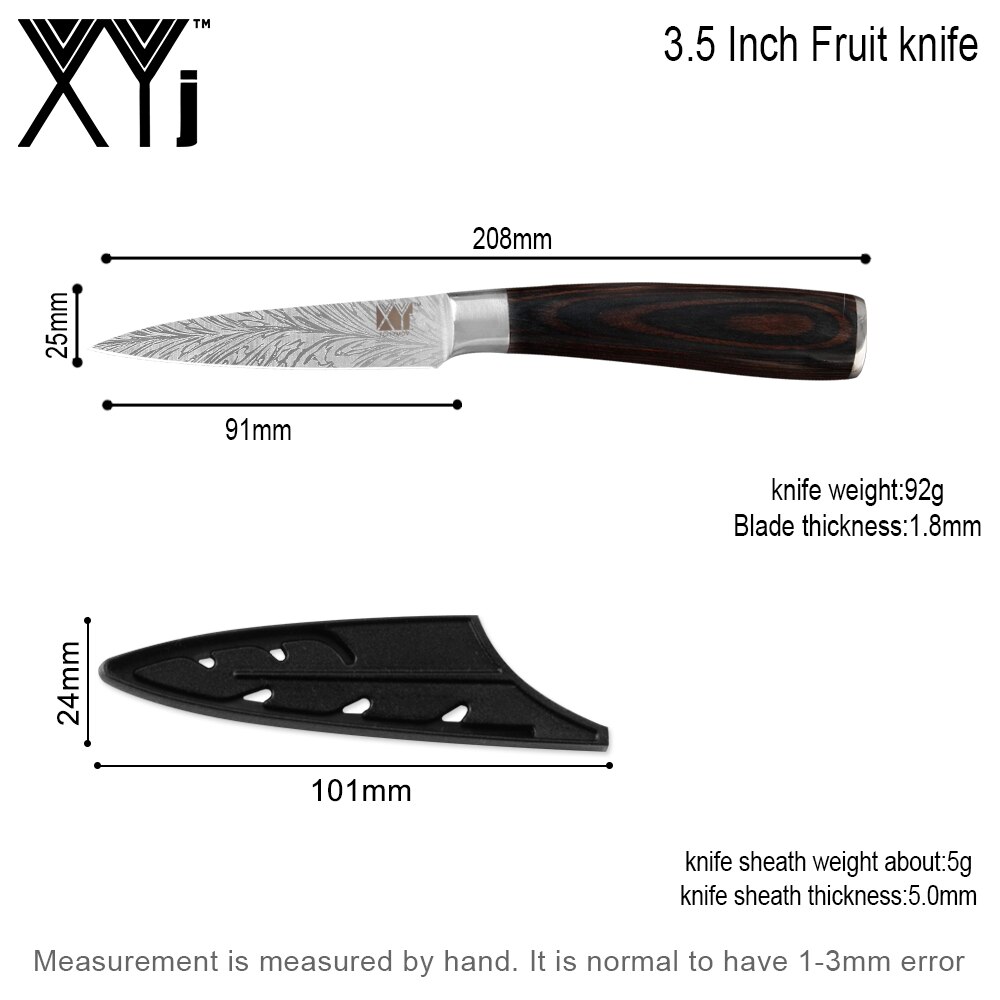 XYj Keuken Roestvrijstalen Mes Damascus Patroon Sharp Blade Chef Snijden Brood Hakken Santoku Utility Paring Messen: I 3.5 PARING KNIFE