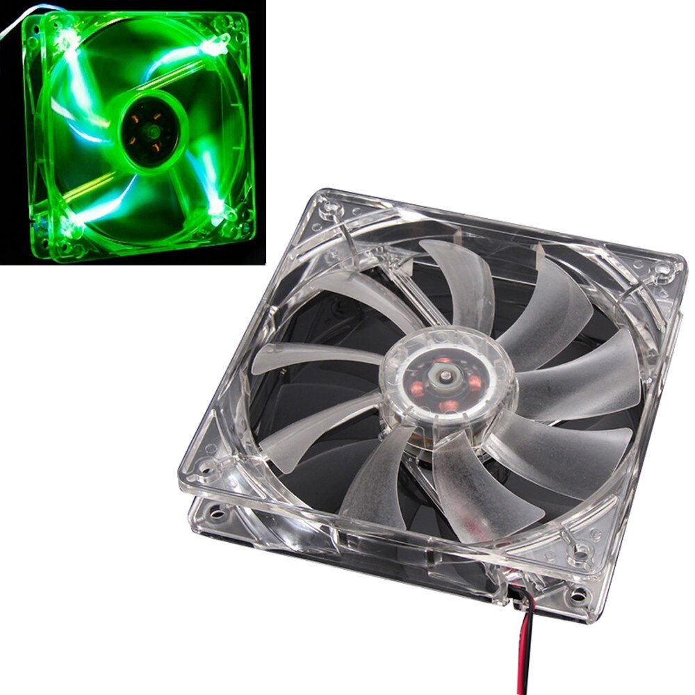 Blue Quad 4-LED Light Neon Clear 120mm PC Computer Case Cooling Fan Mod LED Computer Case Fans Quietly Кулер Для Процессора: Green
