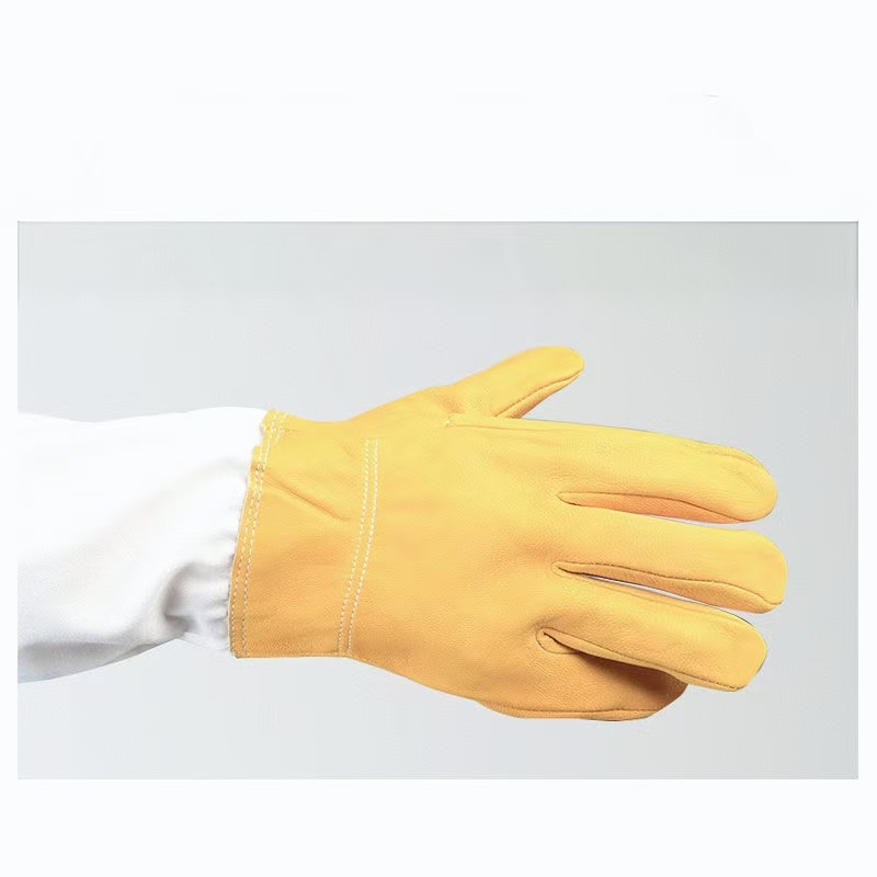 1 paio di guanti morbidi per apicoltore con pollice dritto per apicoltura, guanti per tenere le api in pelle di capra con maniche lunghe ventilate