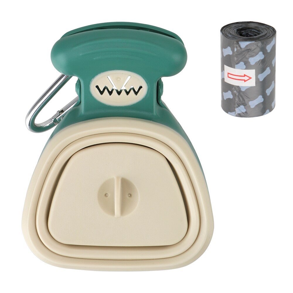 Animal Waste Picker Portable Pet Pooper Scooper Dispenser Outdoor Foldable Poop Scoop Clean With Decomposable bags Pet Product: Green