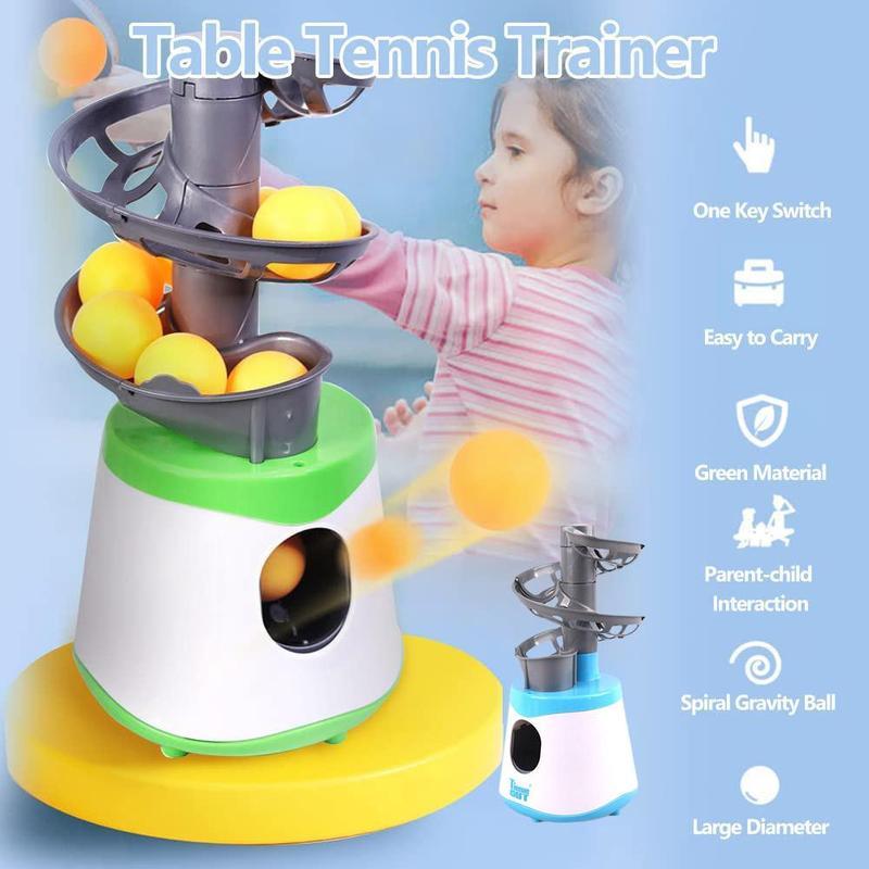 Mini Table Tennis Ball Machine Pvc Material Robot Service Pitching For Kids Trainer Sport Game Blue Green T2j3