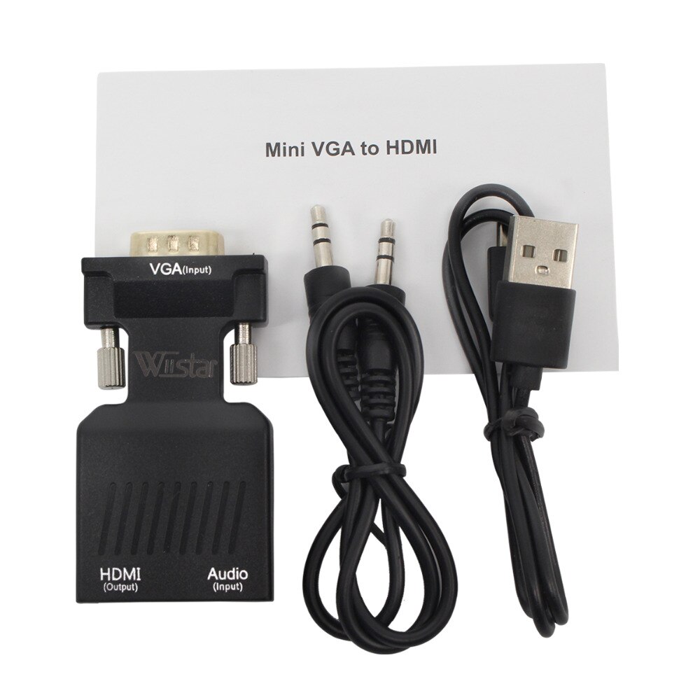 Mini VGA to HDMI Adapter Converter with Audio Full HD 1080P for PC Projector HDTV