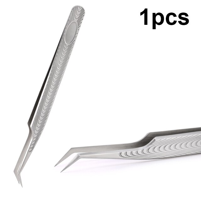 Wave pincety do rzęs ze stali nierdzewnej profesjonalne przedłużanie rzęs Gold Decor antystatyczna pęseta do rzęs narzędzia do makijażu: 7-1pcs