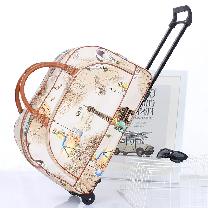 Trolley-Reisekoffer, Reisetasche, Handgepäck, wasserdichter Trolley-Koffer, große Kapazität, Roll-Reisetasche auf Rädern, Boarding-Tasche: Kakifarbig