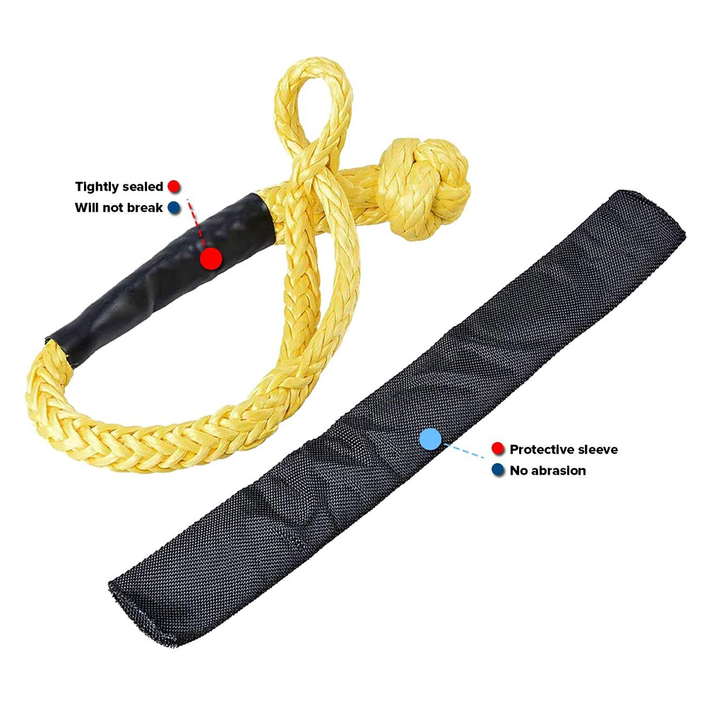 2pcs Off Road Towing ATV Winch Synthetic Portable Car Broke Down Strap Accessories UTV Soft Shackle Rope With Protective Sleeve