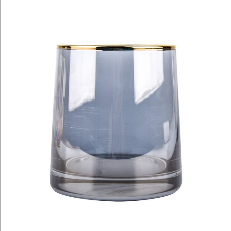Blyfritt glass whiskyglass varmebestandig husholdning fargerik gullkant glass kopp spiritus vinredskaper: C