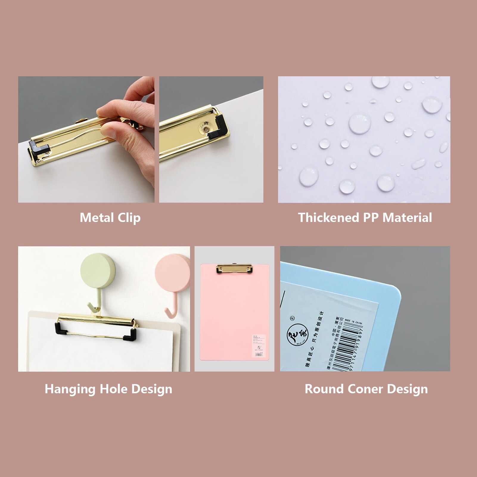 A4 Plastic Clipboard Hardboard Writing Pad Profile Clip with Hanging Hole for Students School Office
