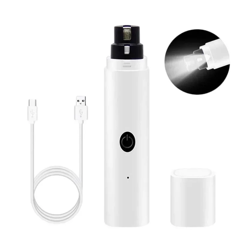 Elektrischer Nagelknipser für Hunde, Nagelschleifer für Hunde, wiederaufladbar, USB-Aufladung, LED-Licht, für Haustiere, leise Katzenpfoten, Nagelpflegezubehör