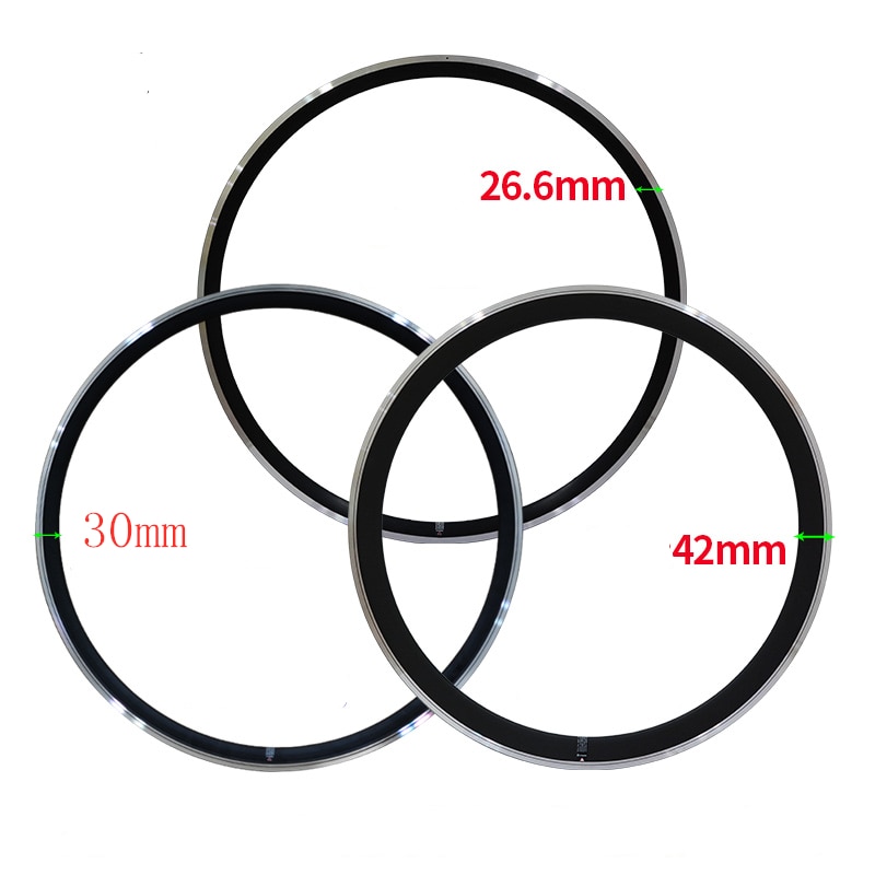 1PCS Road Bike rims V brake aluminum Bicycle rim 700C rim high: 26.6/30/42MM