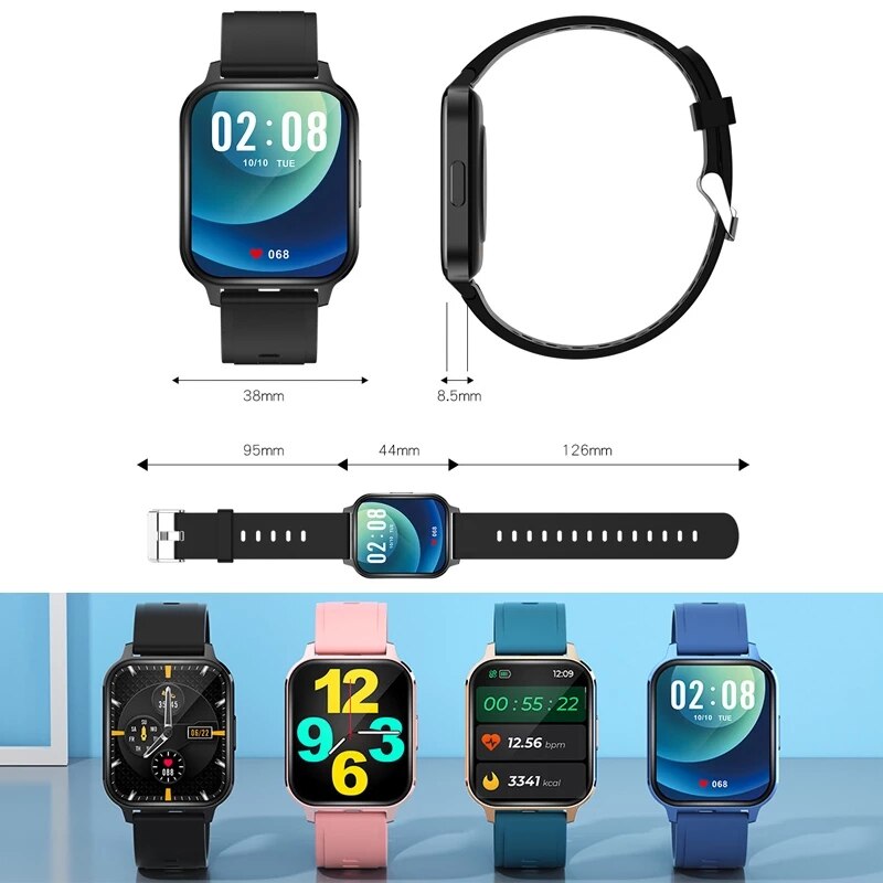Smart Horloge Heren Vrouwen Hartslag Bloeddruk Fitness Multifunctionele Sport IP68 Waterdichte Smartwatches Voor Android Ios