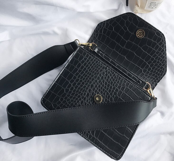 Bolso de mujer a la un bolso de hombro señora chica Linda vintage messenger bolsa cruzada simple yuii2: black