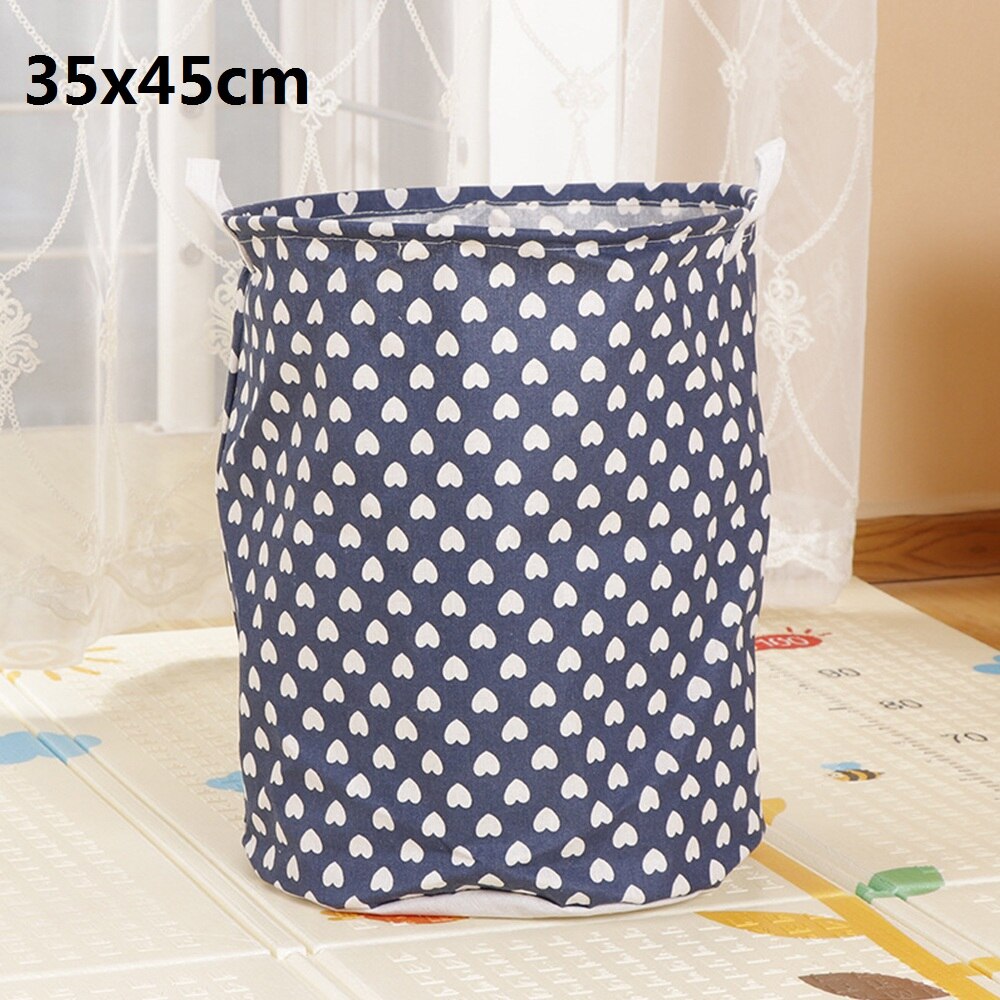 Folding Cotton Cloth Large Laundry Basket Toys Clothes Storage Box Bag Bucket Washing Dirty Clothes Organizer Bin With Handle